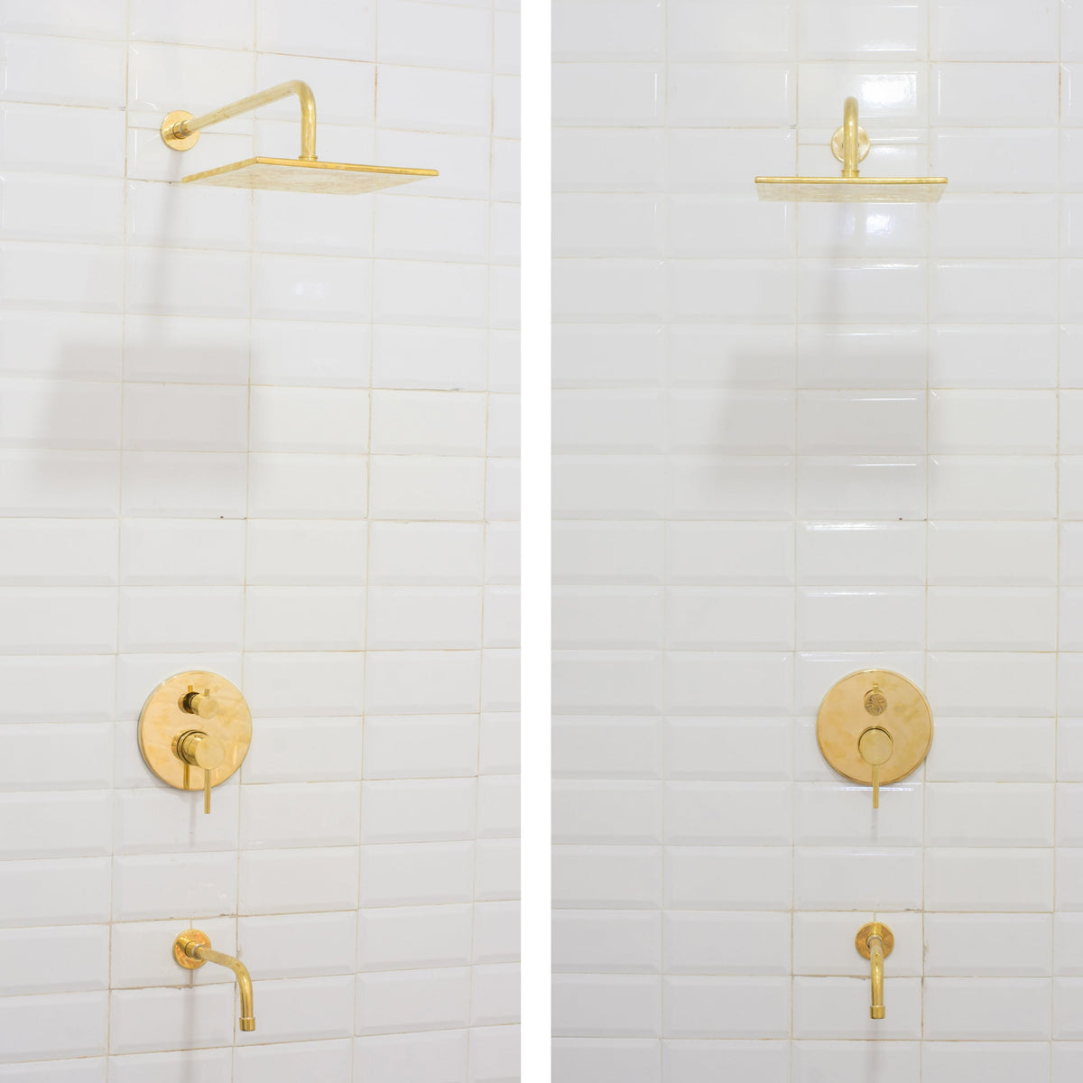 Built - in 2 outlet Brass Shower System - Head Shower System With Tub Filler - Insideast