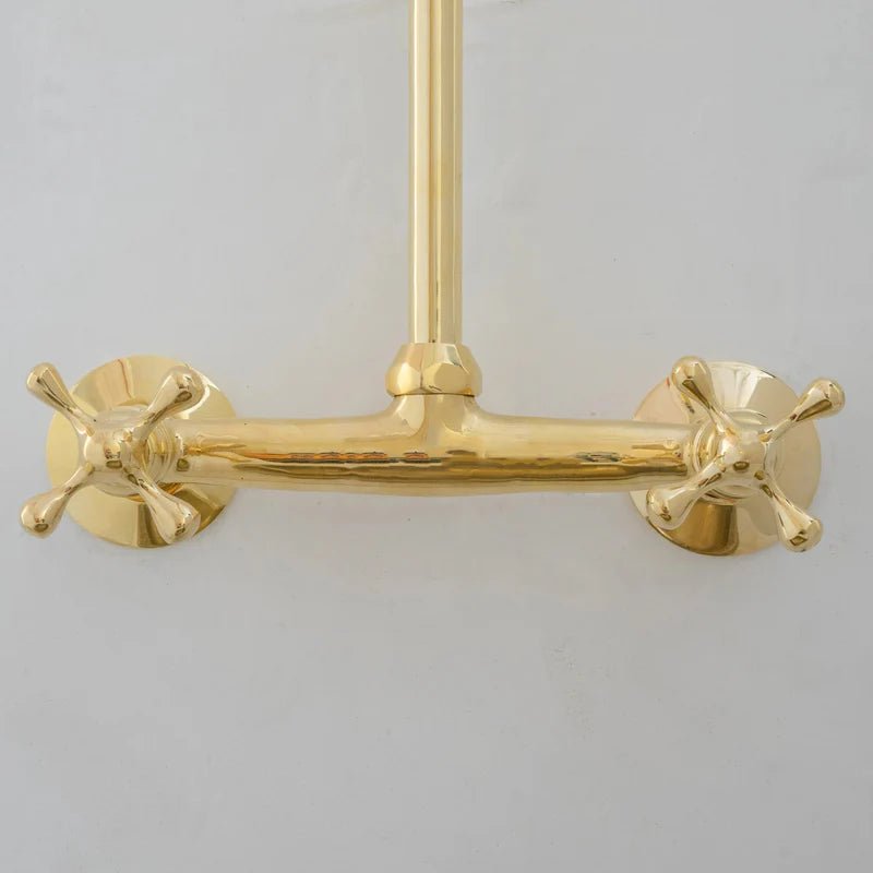 8″ Unlacquered Brass Kitchen Wall Mount Faucet, Gooseneck Faucet - Insideast