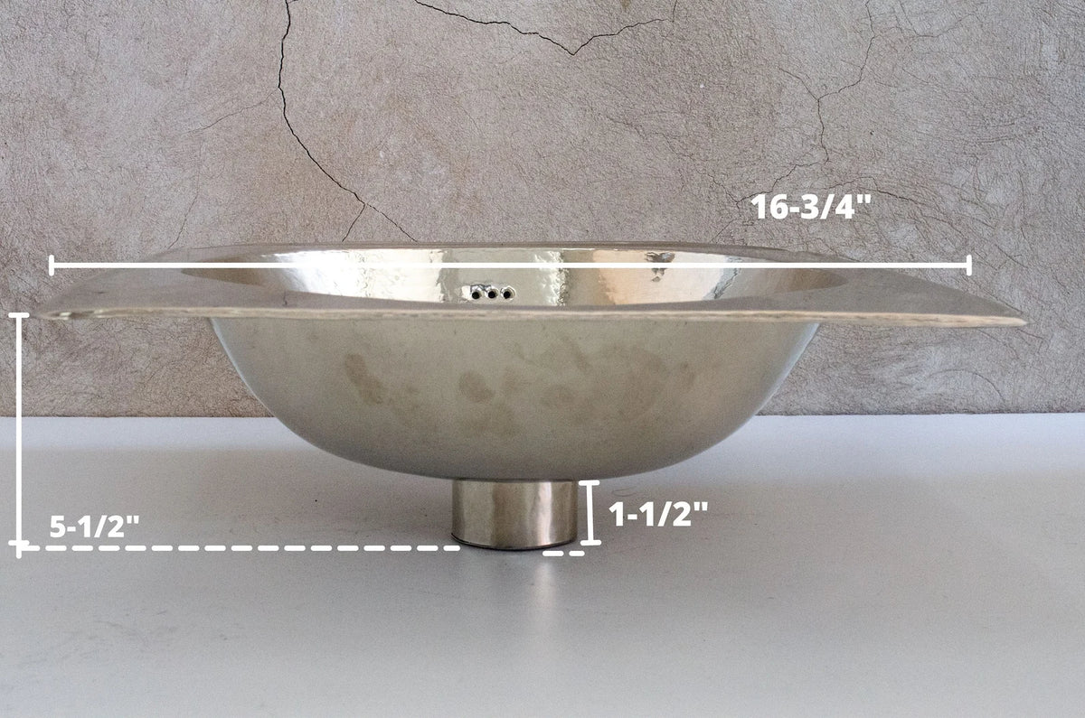 Antique German Silver Sink, Handcrafted Bathroom Drop-in Silver sink