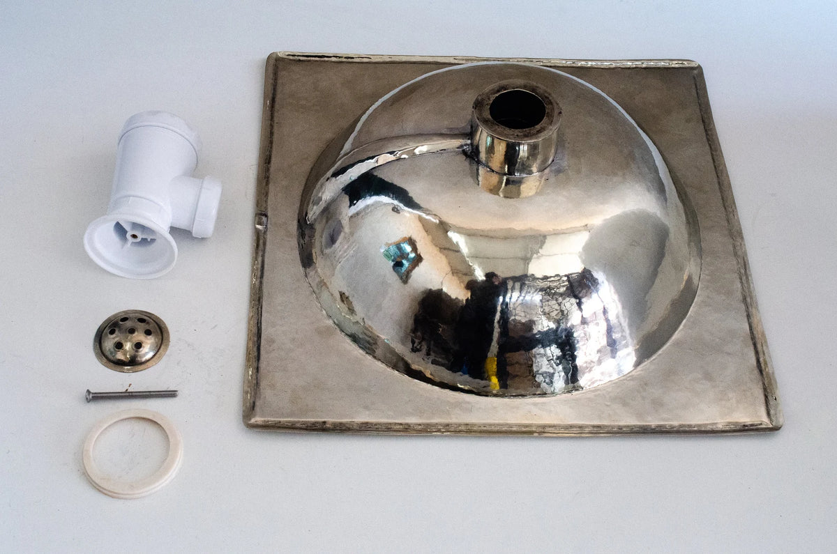 Antique German Silver Sink, Handcrafted Bathroom Drop-in Silver sink