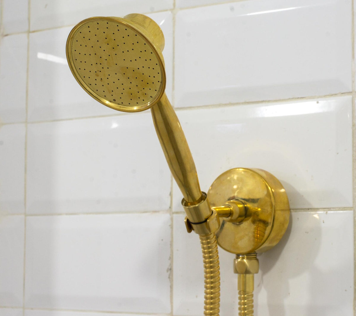 Unlacquered Brass Handheld Shower With Hose, High Pressure Shower Wandhand