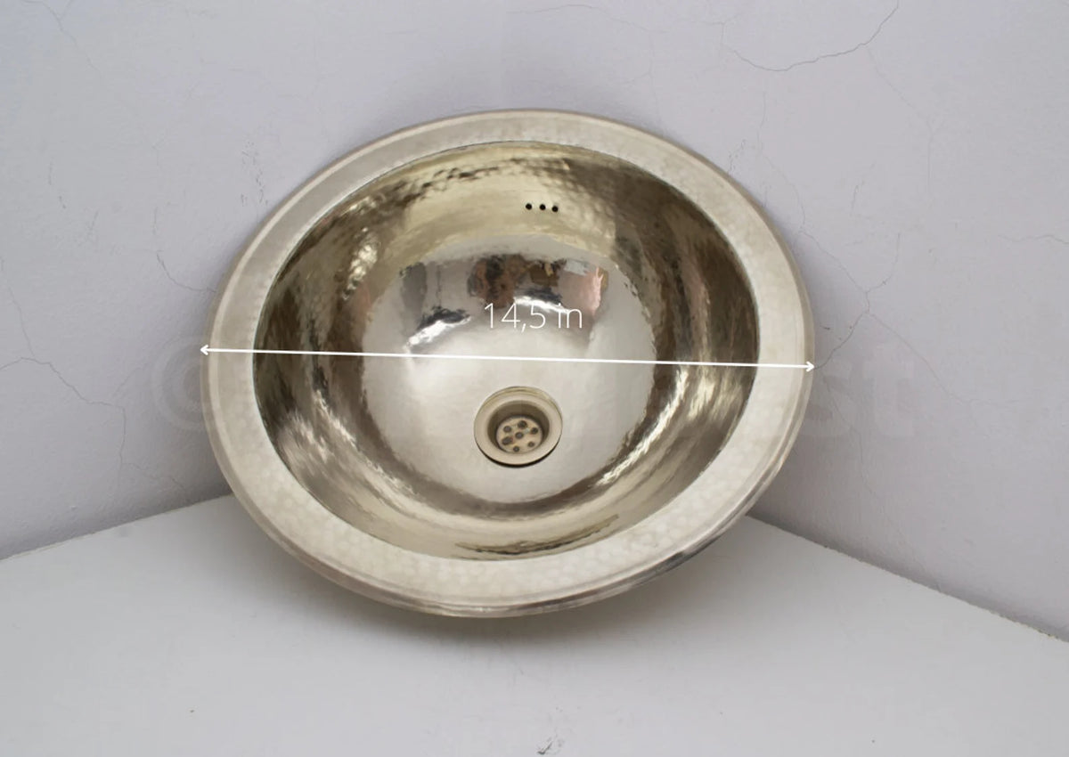 Handcrafted Solid German Silver Sink, Drop In Customizable German Silver Sink (14,5”)
