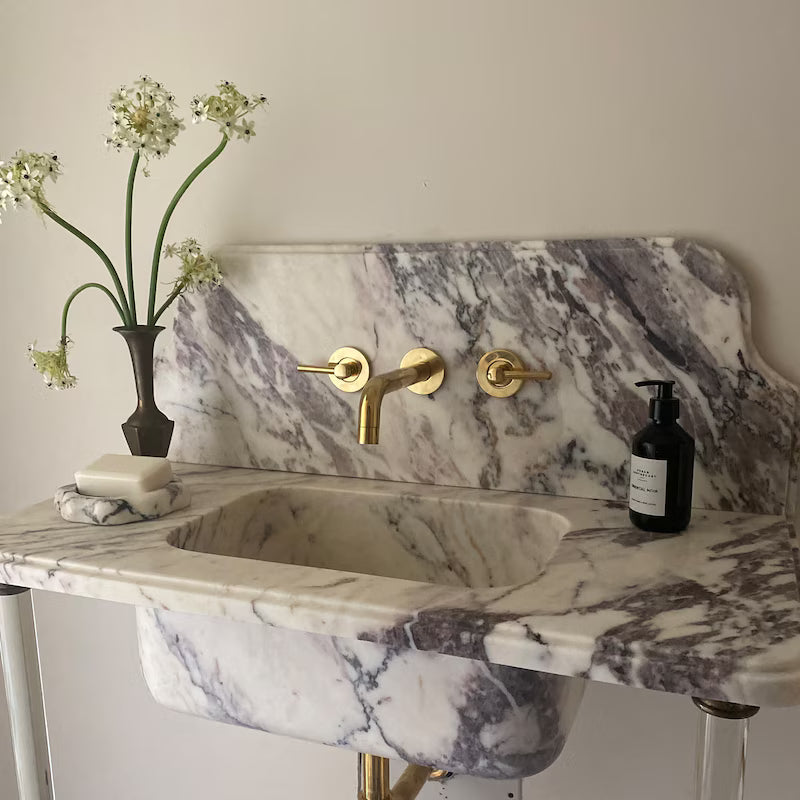 Unlacquered Solid Brass Wall Mounted Bathroom Vessel Sink Faucet, Antique Basin Vanity Faucet