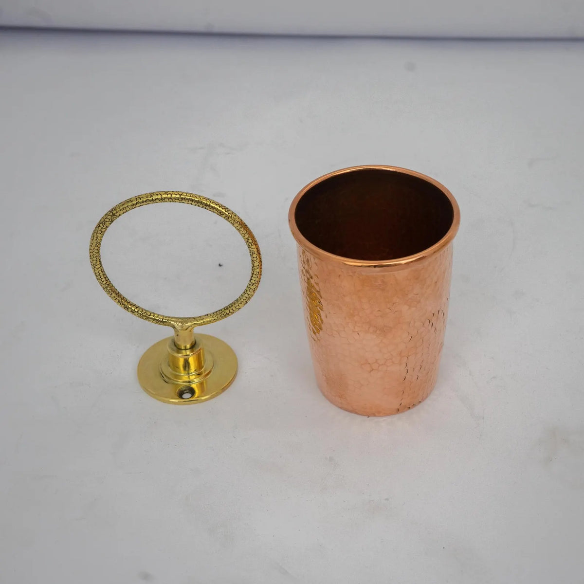 Unlacquered Copper Bathroom Toothbrush Holder, Wall Mount Toothbrush Cup