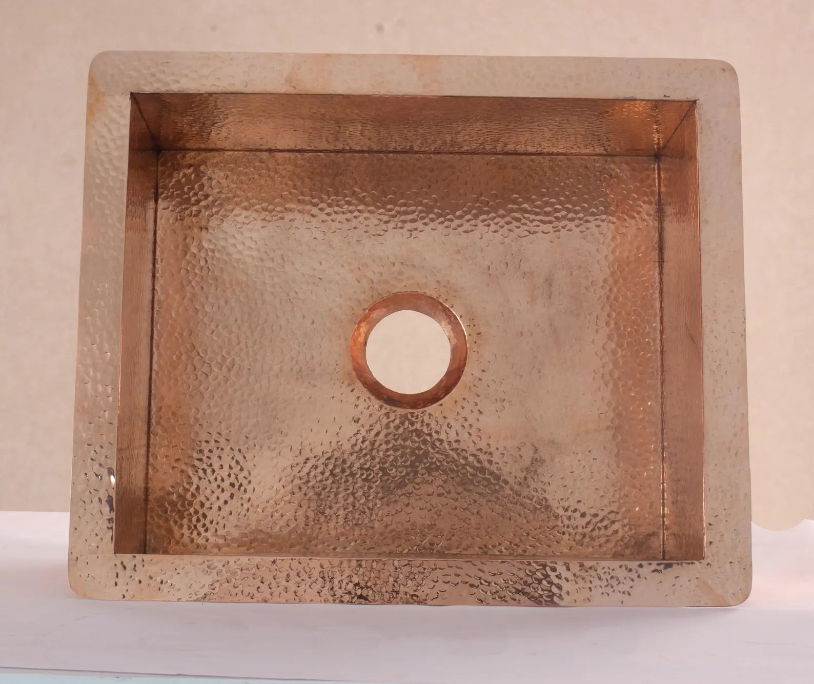 Solid copper undermount hammered sink, copper bar sink