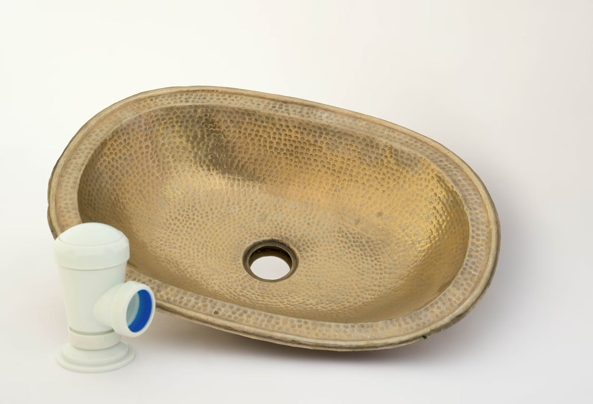 Hammered Oval Brass Sink – Drop-In Antique Brass Bathroom Sink | Aged Solid Brass Basin