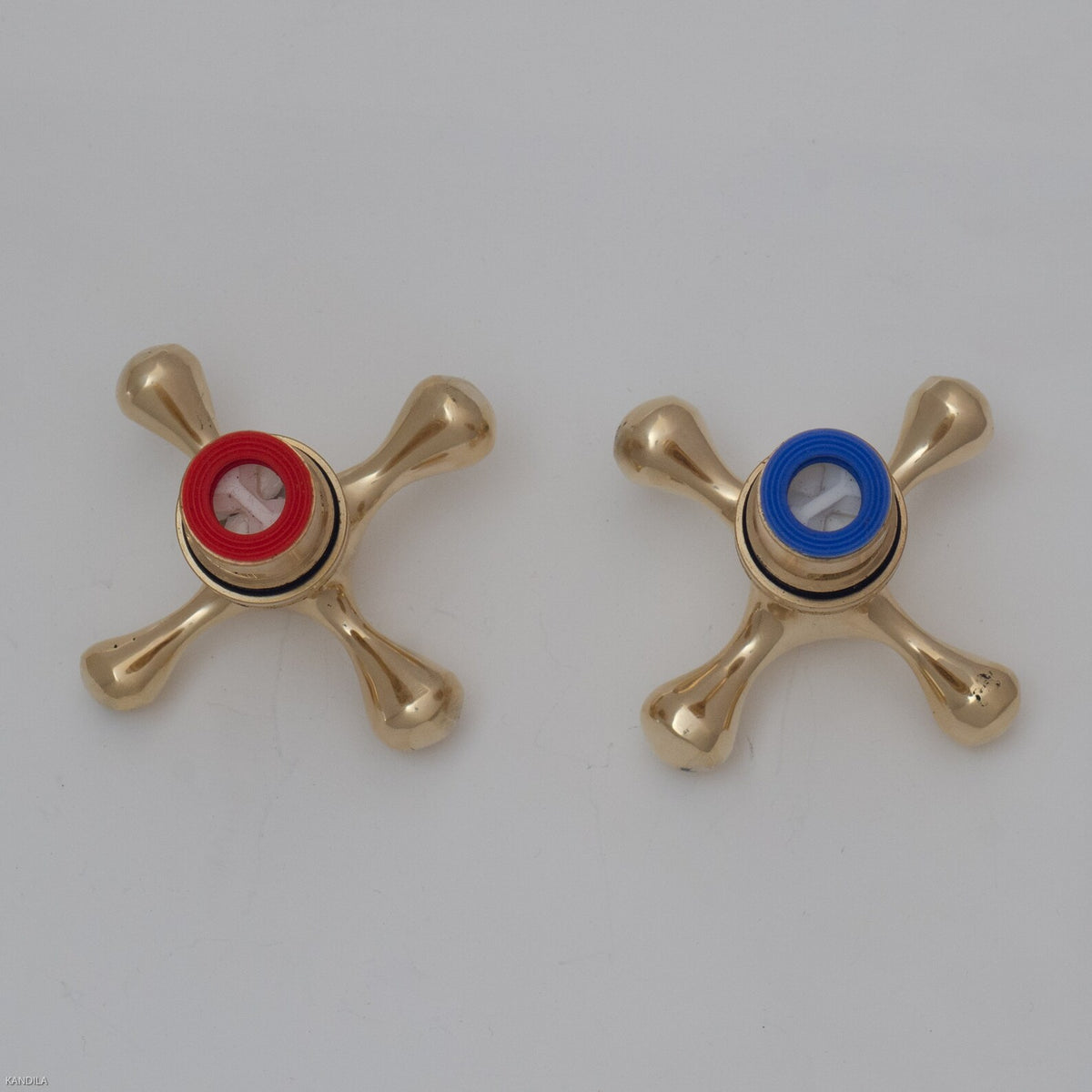 Juego de manijas cruzadas de latón sin lacar, Juego de manijas para grifo
