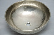Évier de salle de bain en maillechort, lavabo vasque rond martelé fabriqué à la main