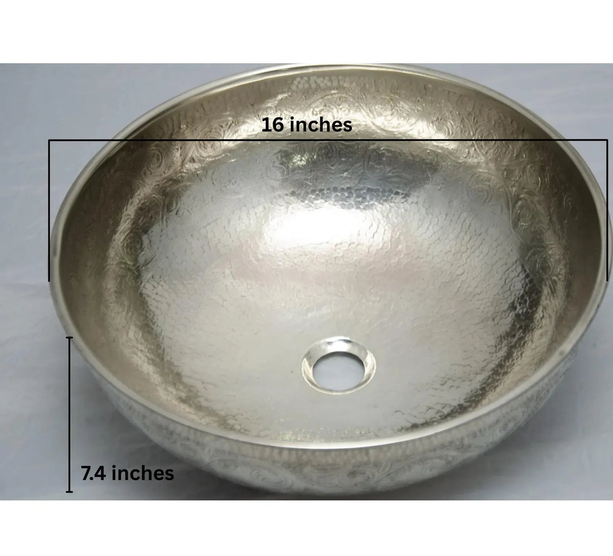 Évier de salle de bain en maillechort, lavabo vasque rond martelé fabriqué à la main