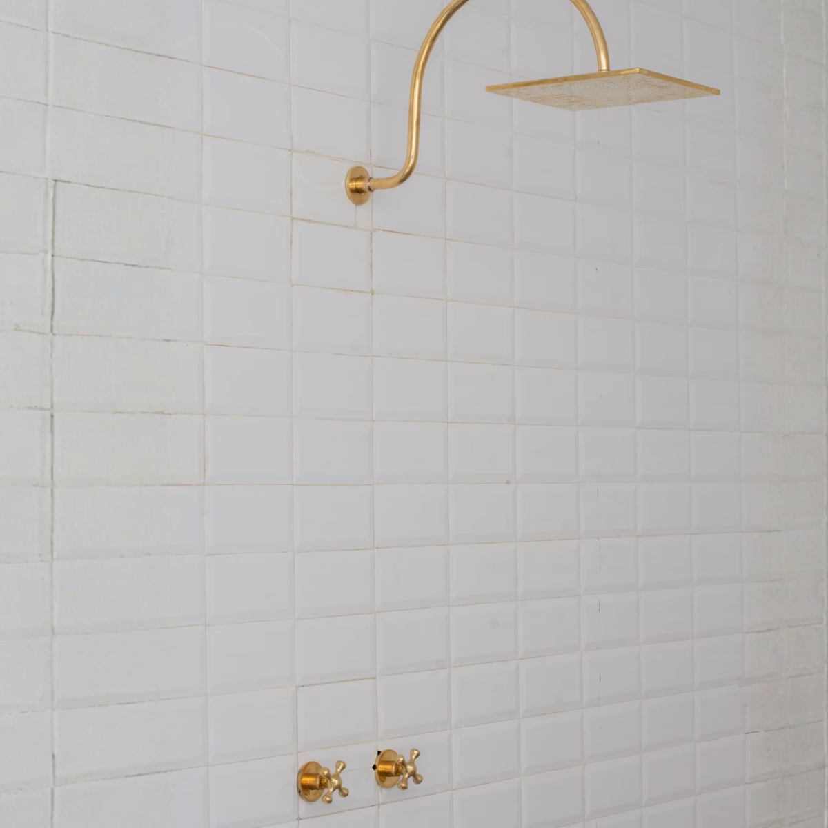 Brass Built-in Shower System,  High Arc Gooseneck Shower Arm With Showerhead