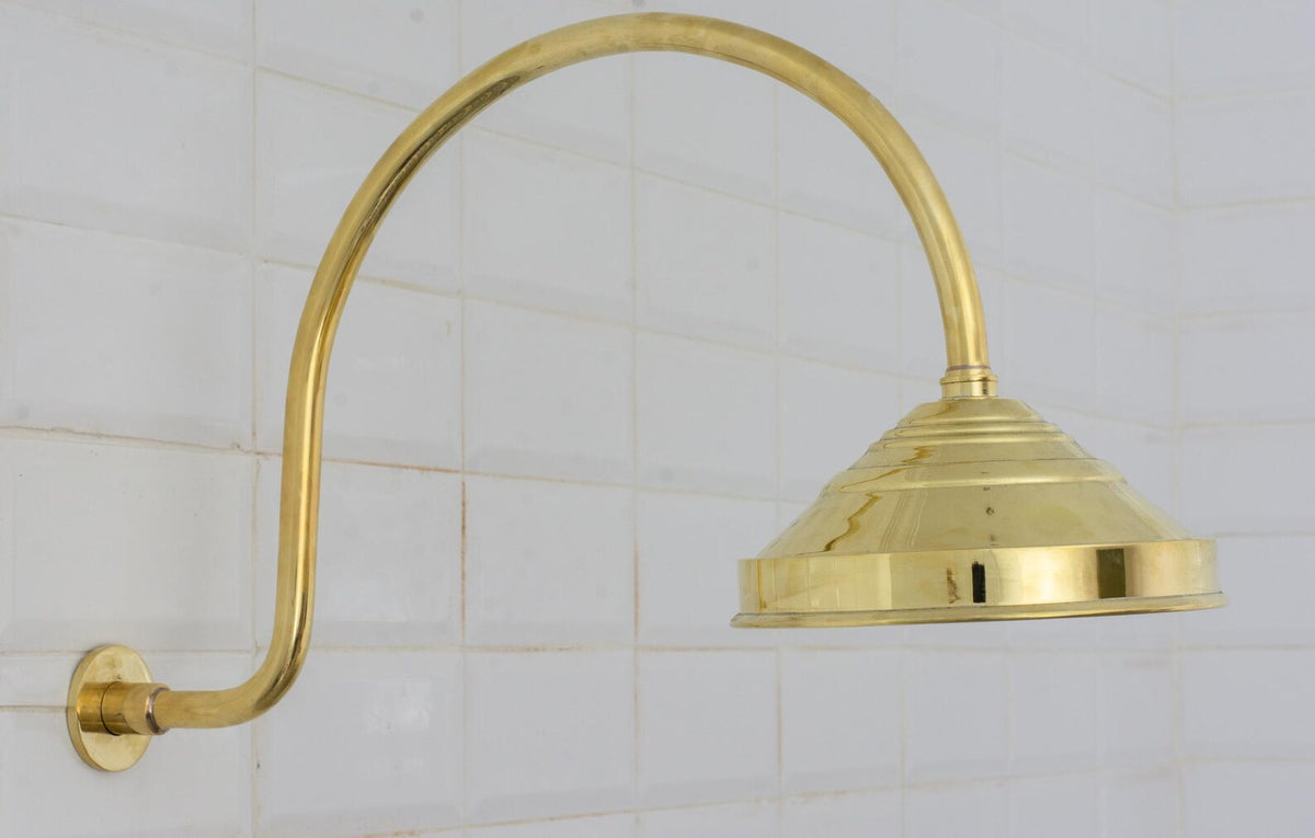 Brass Built-in Shower System,  High Arc Gooseneck Shower Arm With Showerhead