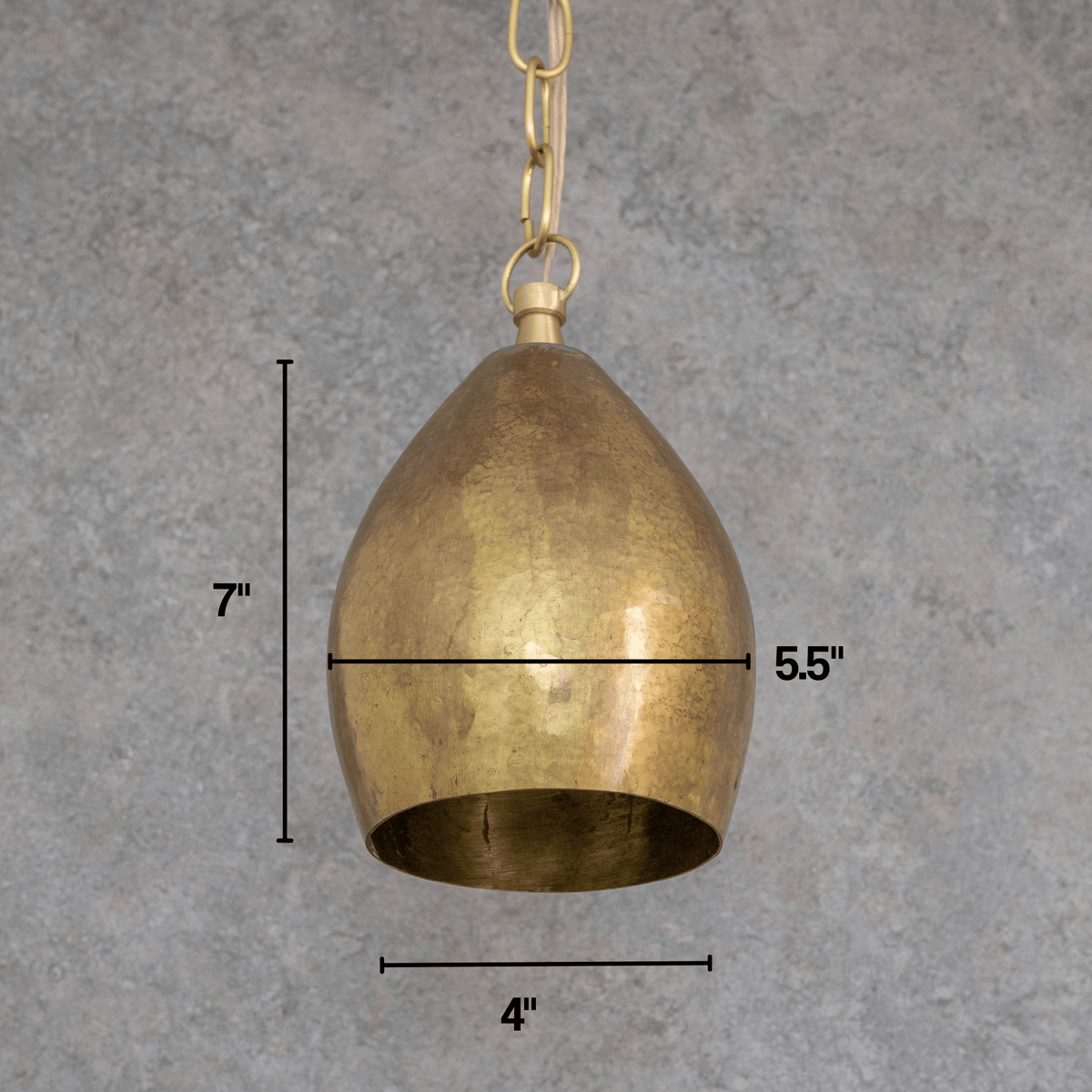 Hand - Forged Brass Teardrop Pendant Light - Organic Tapered Moroccan Hanging Lamp - Insideast