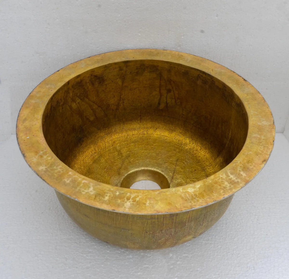 Unlacquered brass round undermount sink for kitchen bar or island