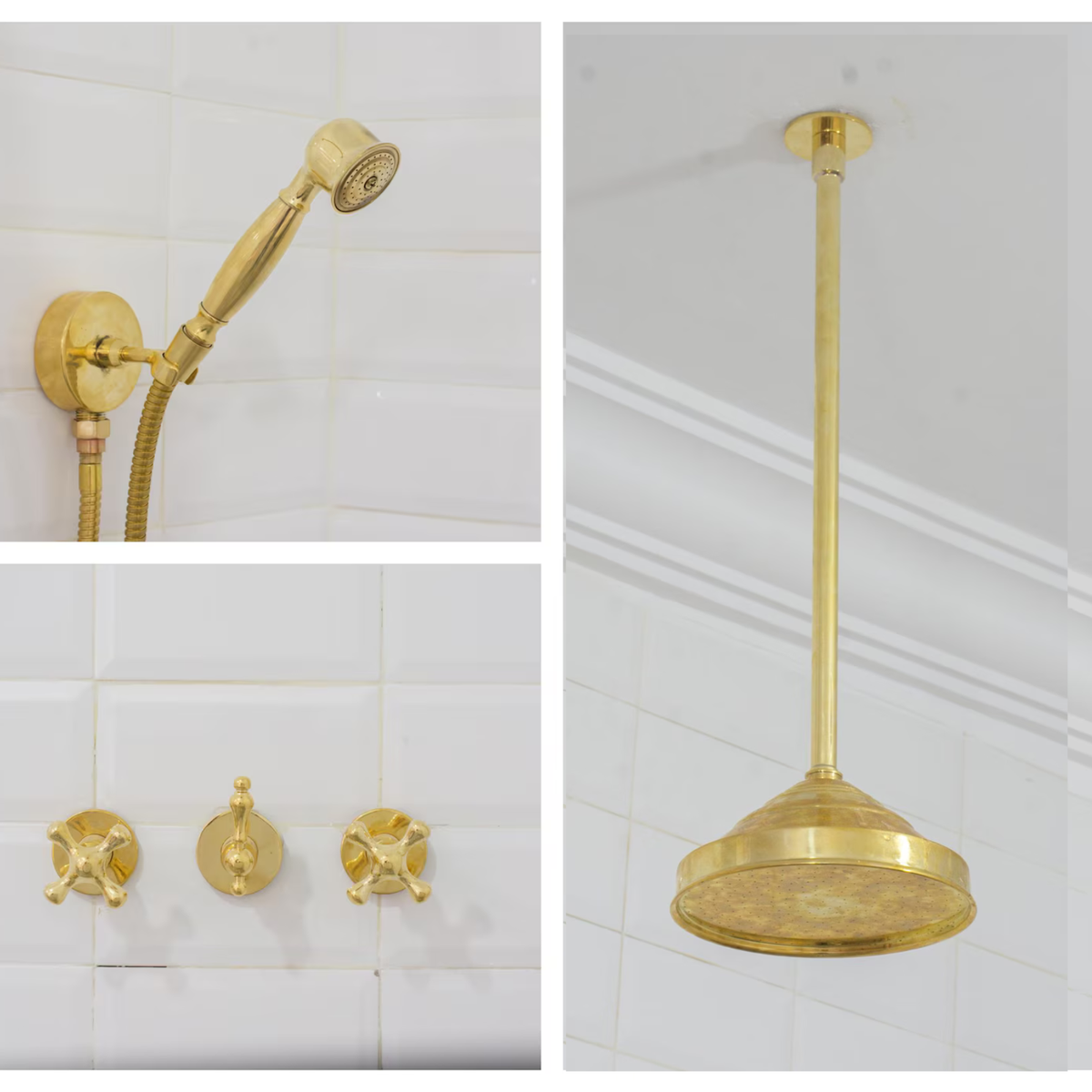 Douchette Haute Fixe, Pommeau de Douche Fixe au Plafond et Douchette à Main