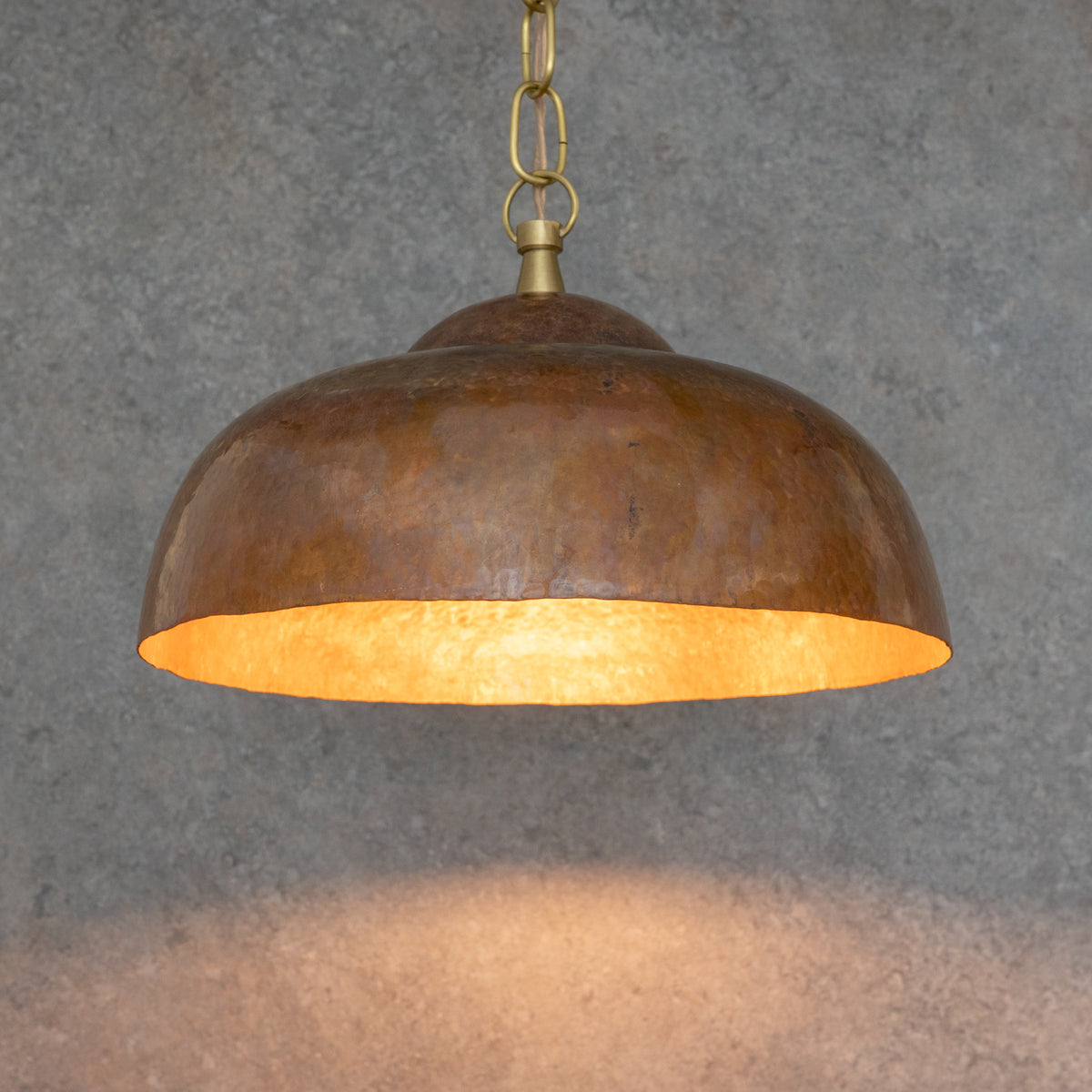 Tiered Copper Dome: Solid Hand - Forged Artisan Lighting with Aged Patina Finish - Insideast