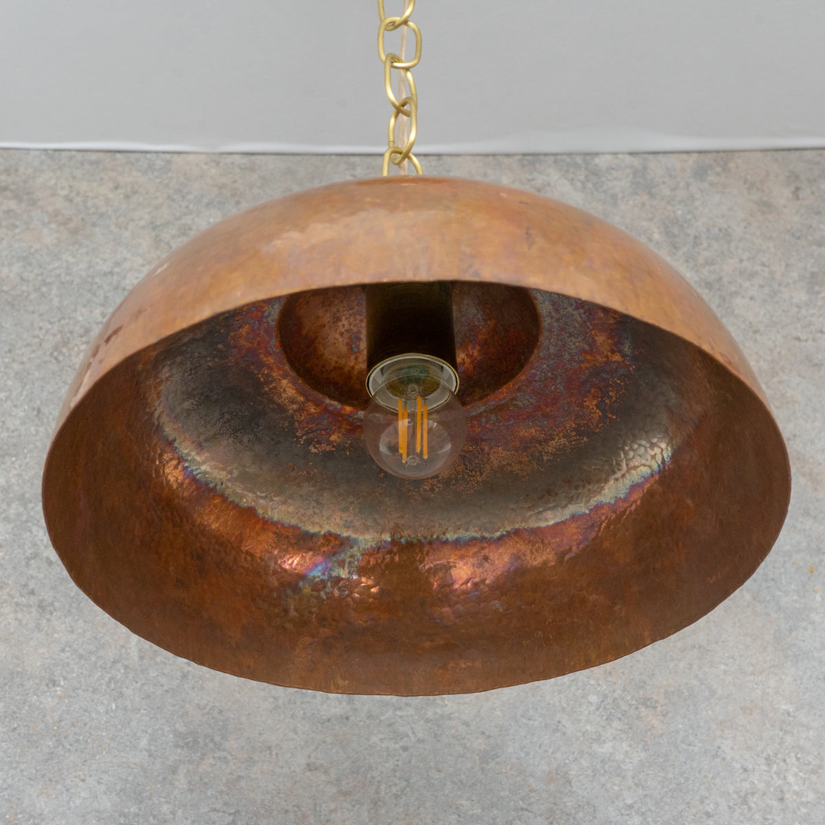 Tiered Copper Dome: Solid Hand - Forged Artisan Lighting with Aged Patina Finish - Insideast