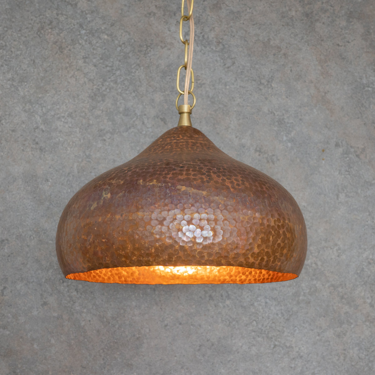 Tiered Copper Dome: Solid Hand - Forged Artisan Lighting with Aged Patina Finish - Insideast
