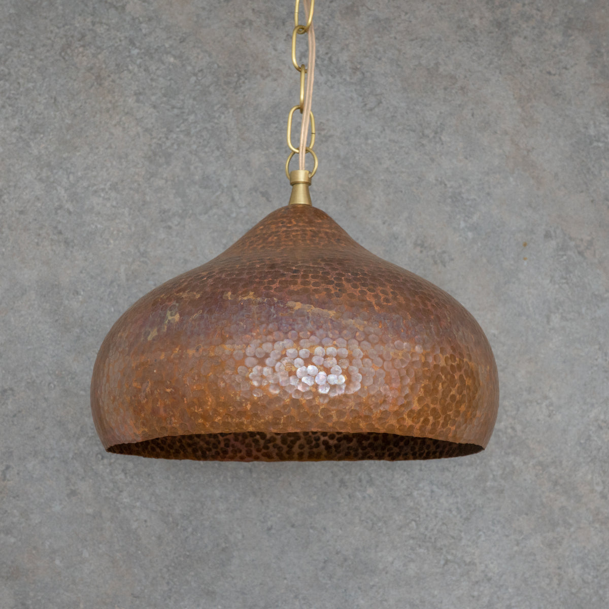 Tiered Copper Dome: Solid Hand - Forged Artisan Lighting with Aged Patina Finish - Insideast