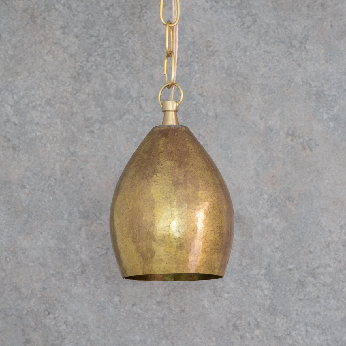 Hand - Forged Brass Teardrop Pendant Light - Organic Tapered Moroccan Hanging Lamp - Insideast
