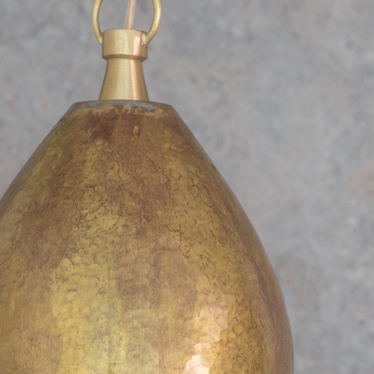 Hand - Forged Brass Teardrop Pendant Light - Organic Tapered Moroccan Hanging Lamp - Insideast