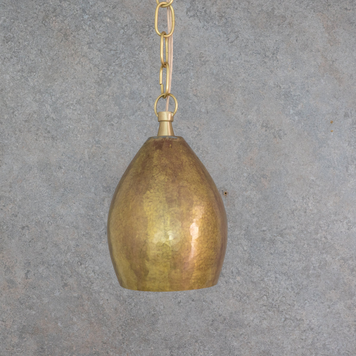 Hand - Forged Brass Teardrop Pendant Light - Organic Tapered Moroccan Hanging Lamp - Insideast
