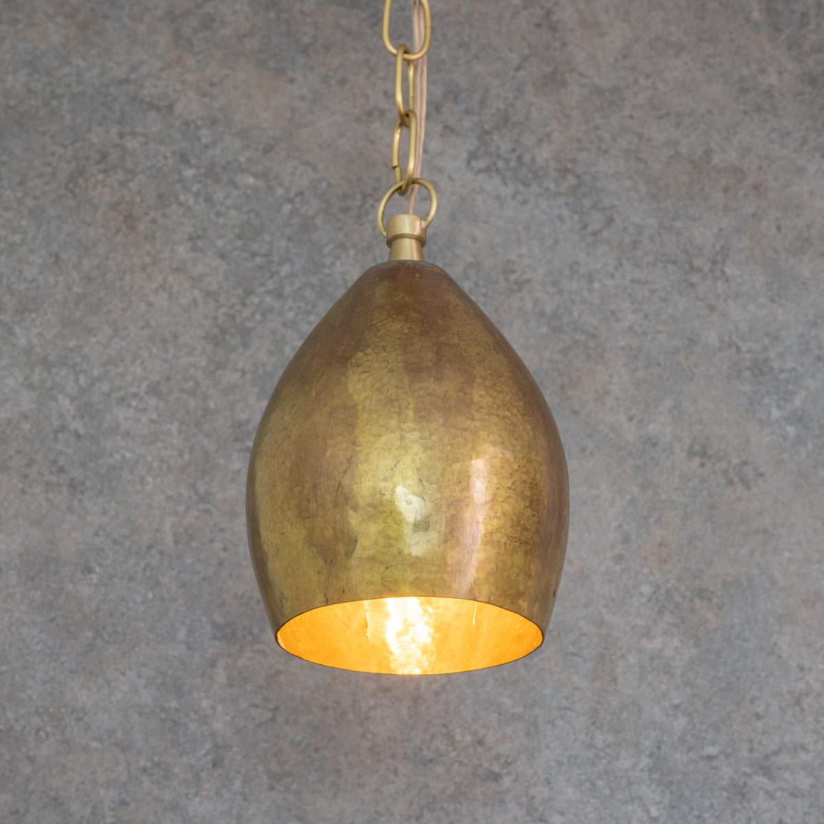 Hand - Forged Brass Teardrop Pendant Light - Organic Tapered Moroccan Hanging Lamp - Insideast