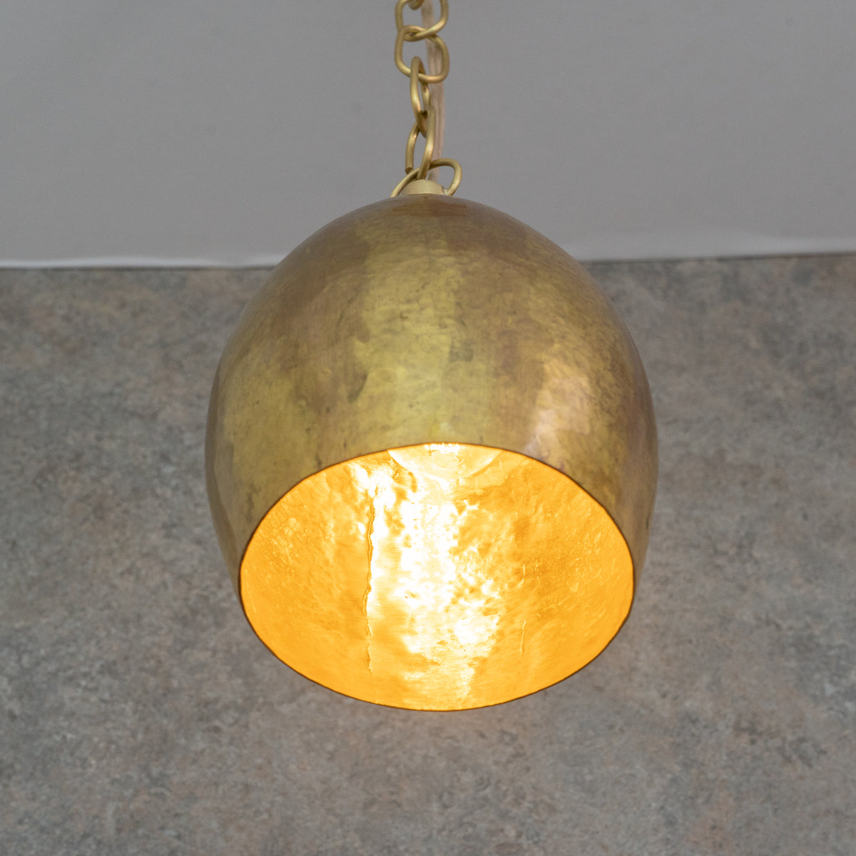 Hand - Forged Brass Teardrop Pendant Light - Organic Tapered Moroccan Hanging Lamp - Insideast