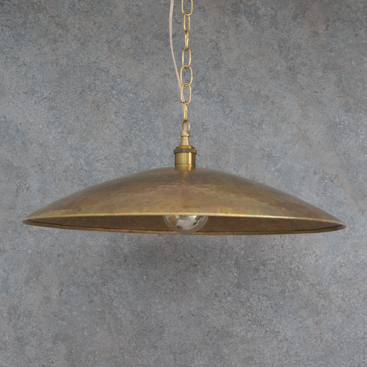 Wide Brass Island Light | Shallow Dome Dining Pendant - Insideast