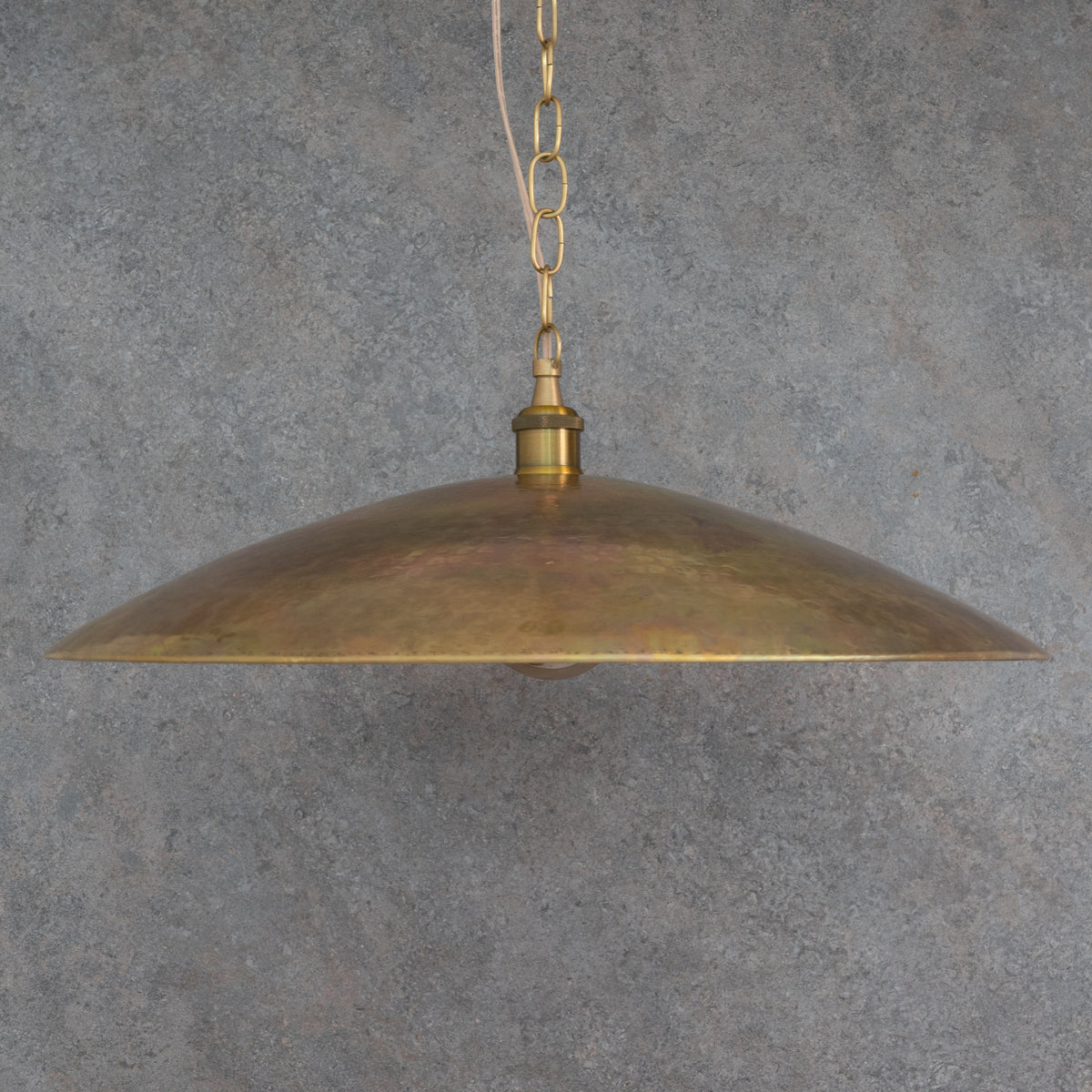 Wide Brass Island Light | Shallow Dome Dining Pendant - Insideast