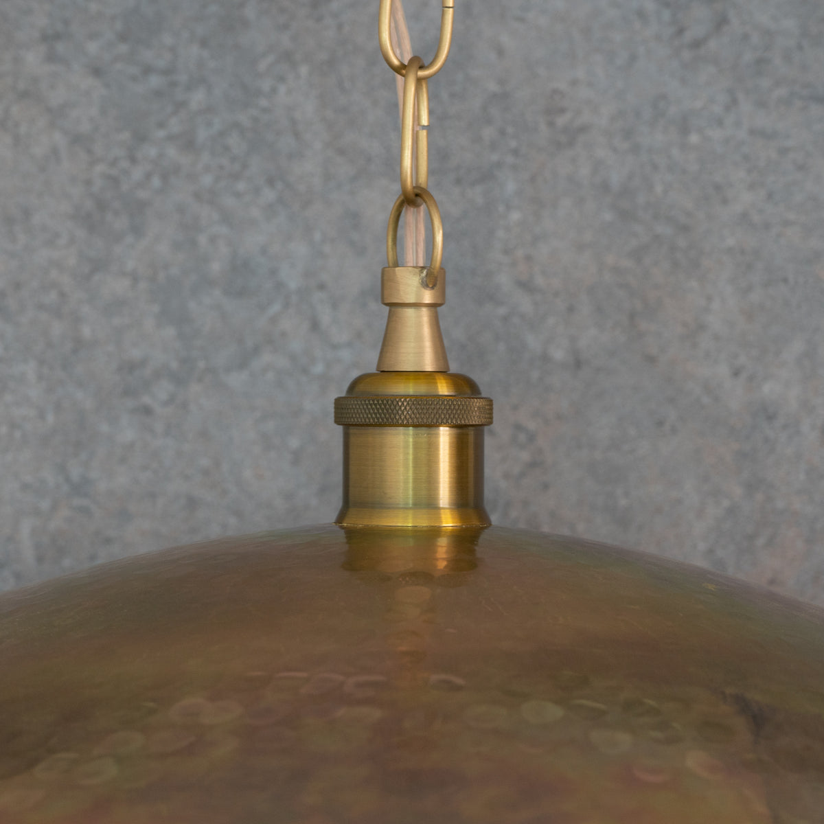 Wide Brass Island Light | Shallow Dome Dining Pendant - Insideast