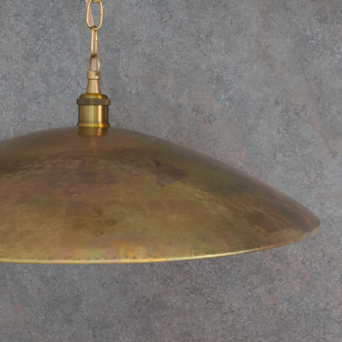 Wide Brass Island Light | Shallow Dome Dining Pendant - Insideast