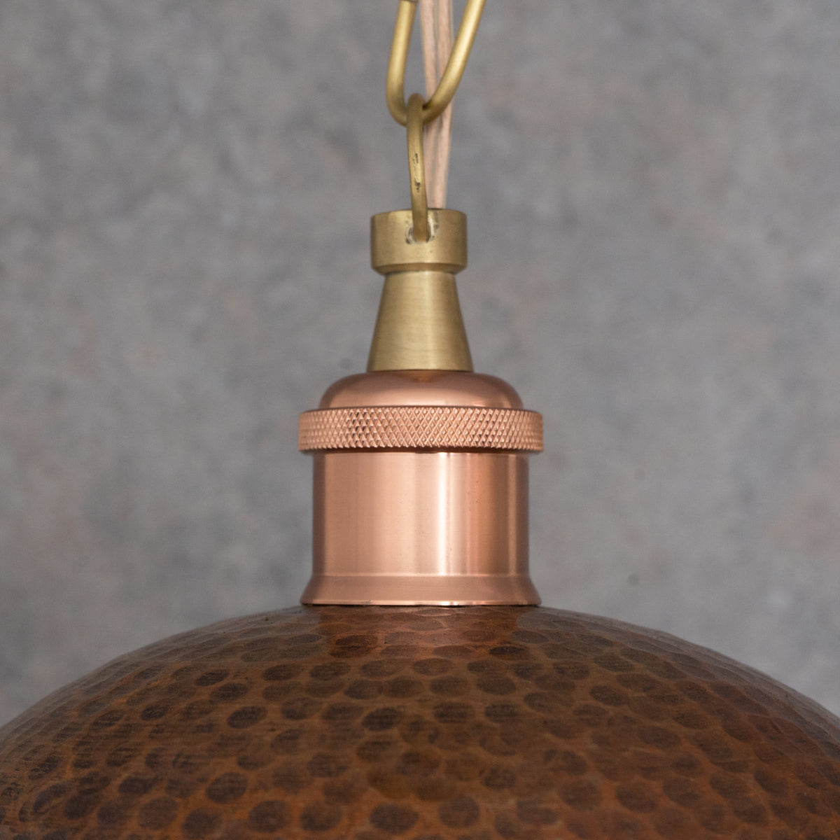 Textured Antique Copper Dome Pendant - Hand - Hammered Moroccan Industrial Hanging Light - Insideast