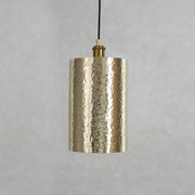 Handcrafted Hammered Brass Cylinder Pendant Light | Modern Tube Lamp - Insideast