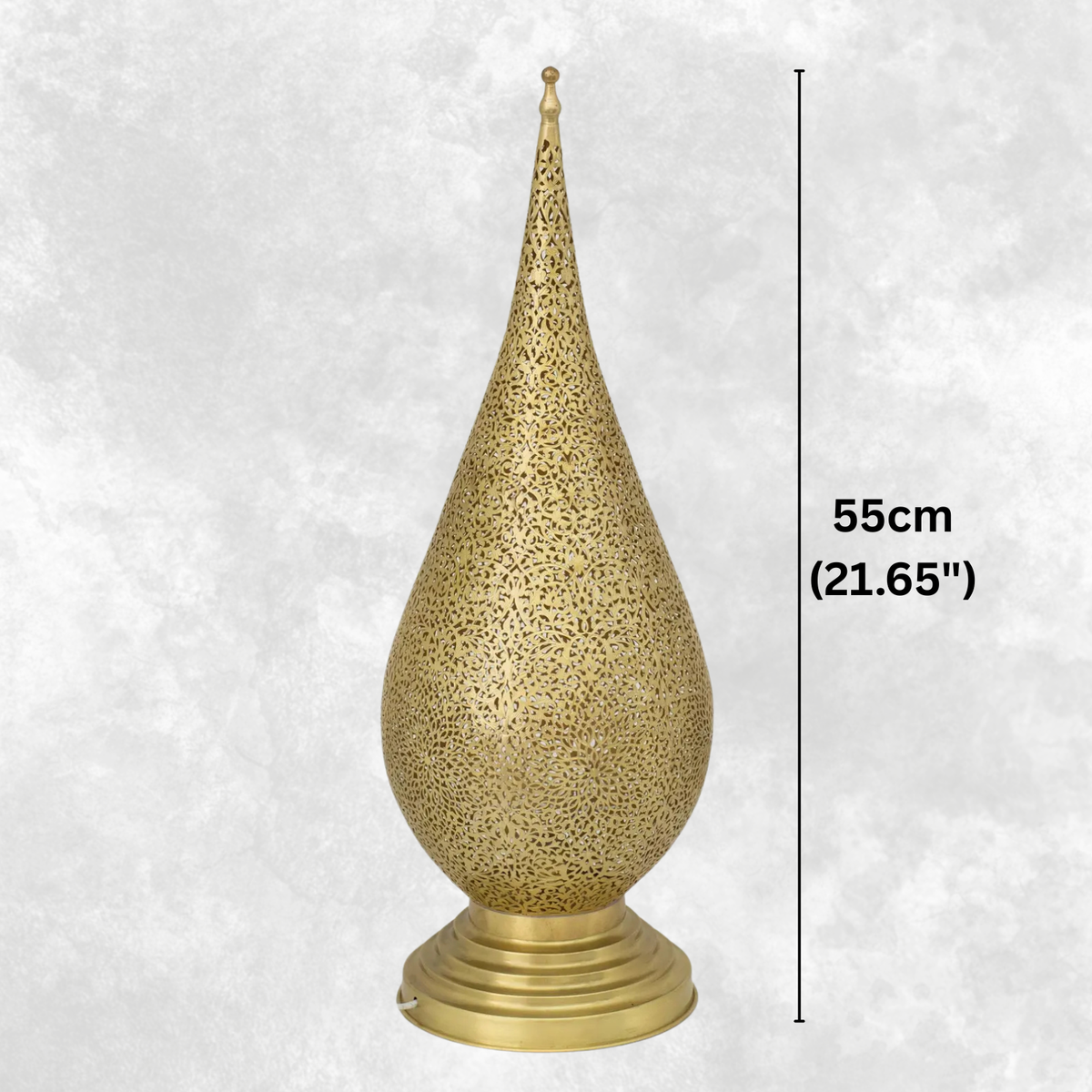 Lámpara de mesa de latón sin lacar, Lámpara de base perforada, Iluminación de mesa calada