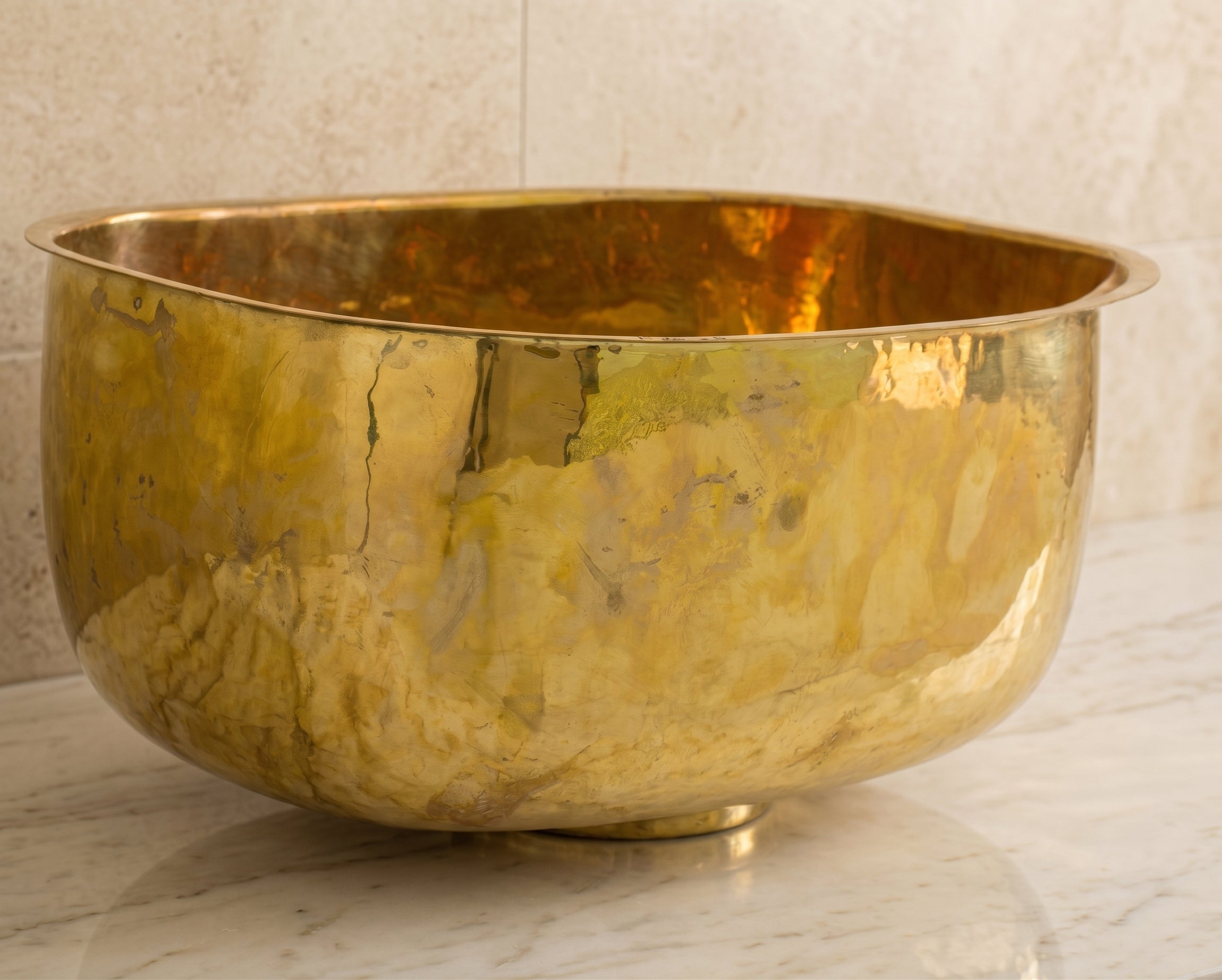 Unlacquered brass rectangular undermount prep sink with deep basin and smooth finish