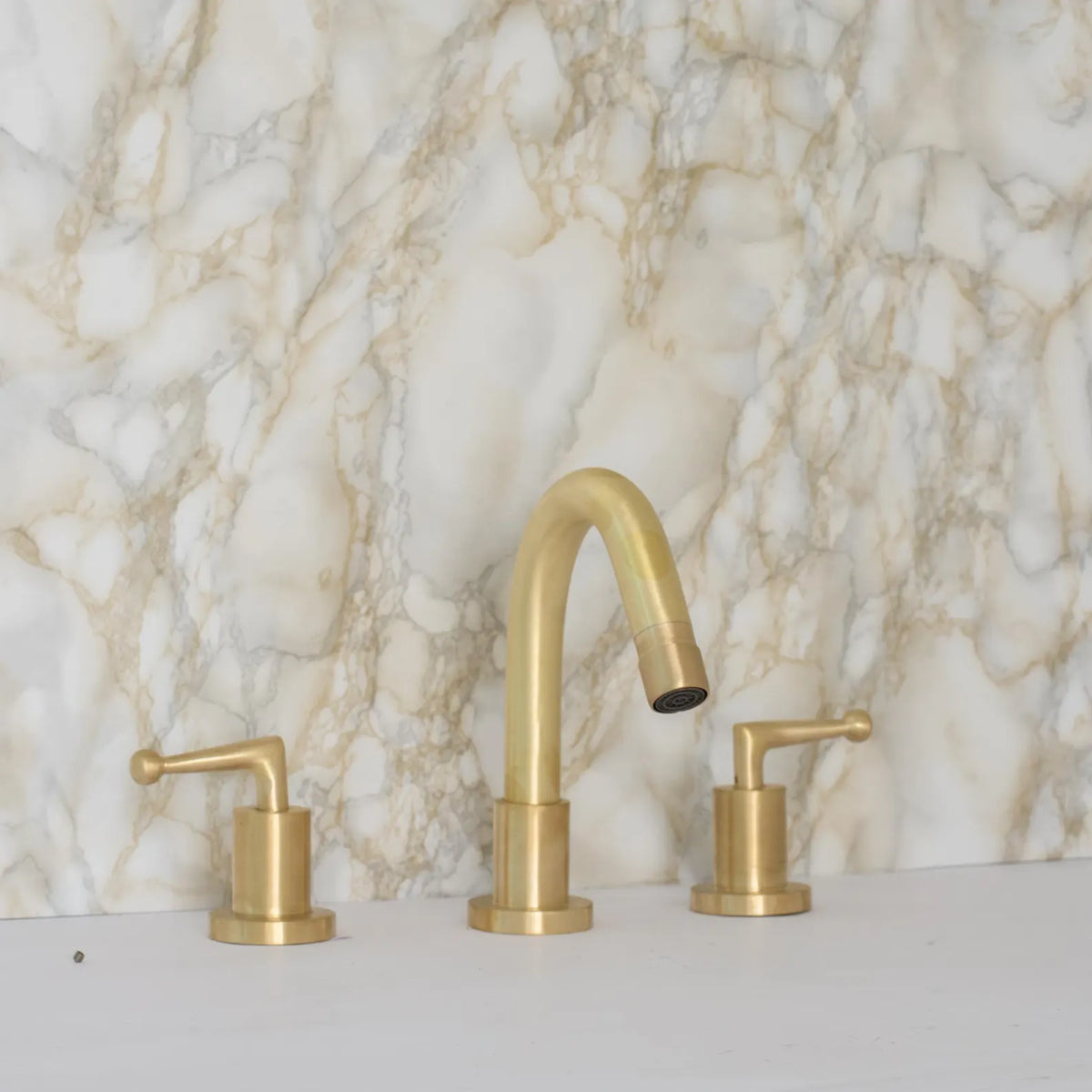 Widespread 3 Holes Solid Unlacquered Brass Faucet, Brushed Finish