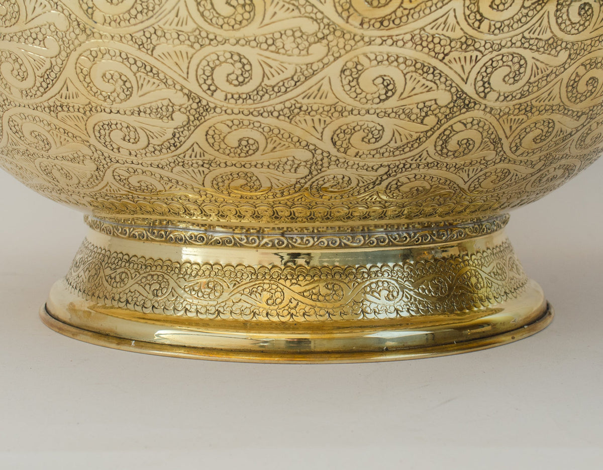 Antique Brass Bowl Vessel Sink Engraved Bathroom Vanity Basin, Gold Vintage Engraved Sink - Insideast