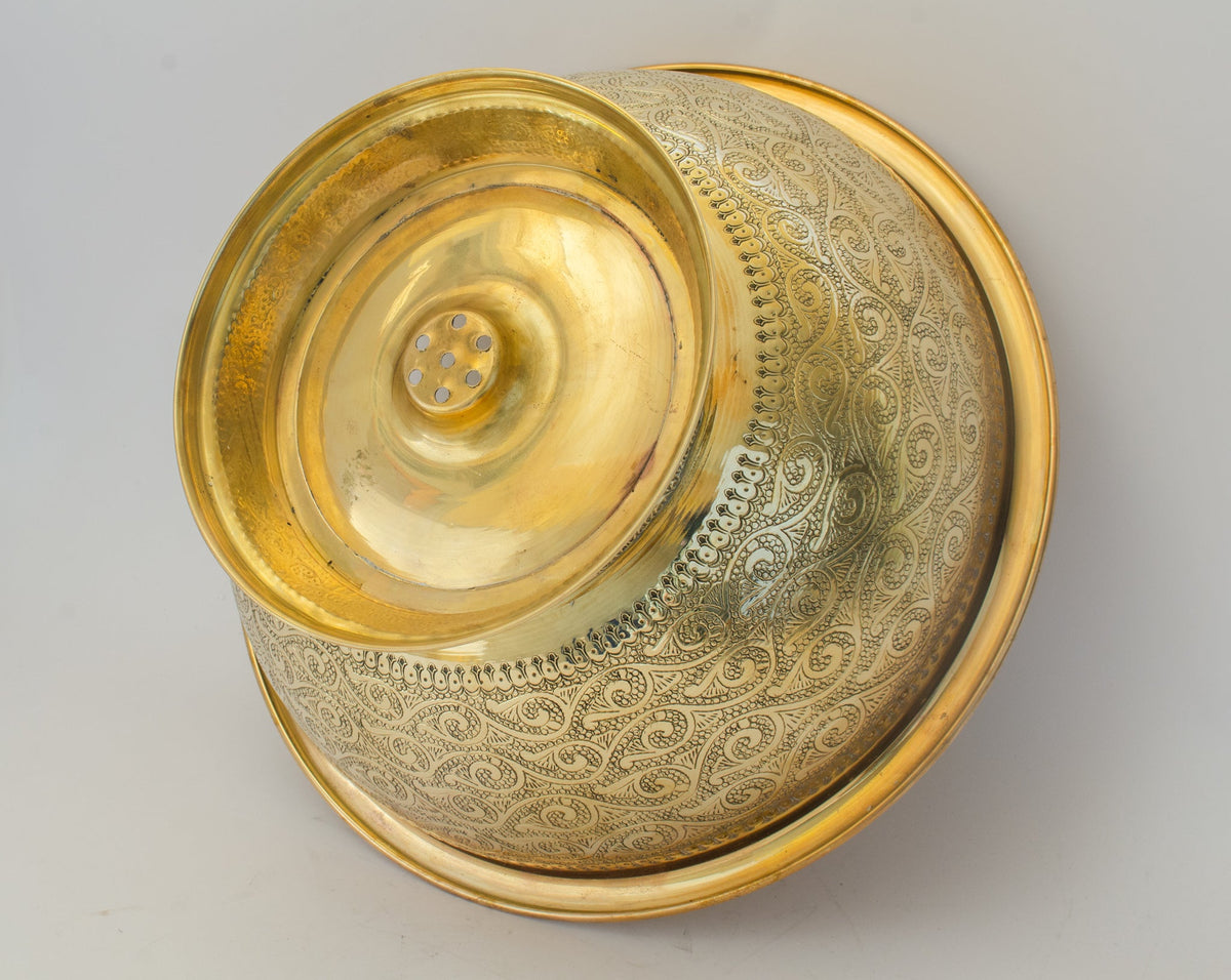 Antique Brass Bowl Vessel Sink Engraved Bathroom Vanity Basin, Gold Vintage Engraved Sink - Insideast
