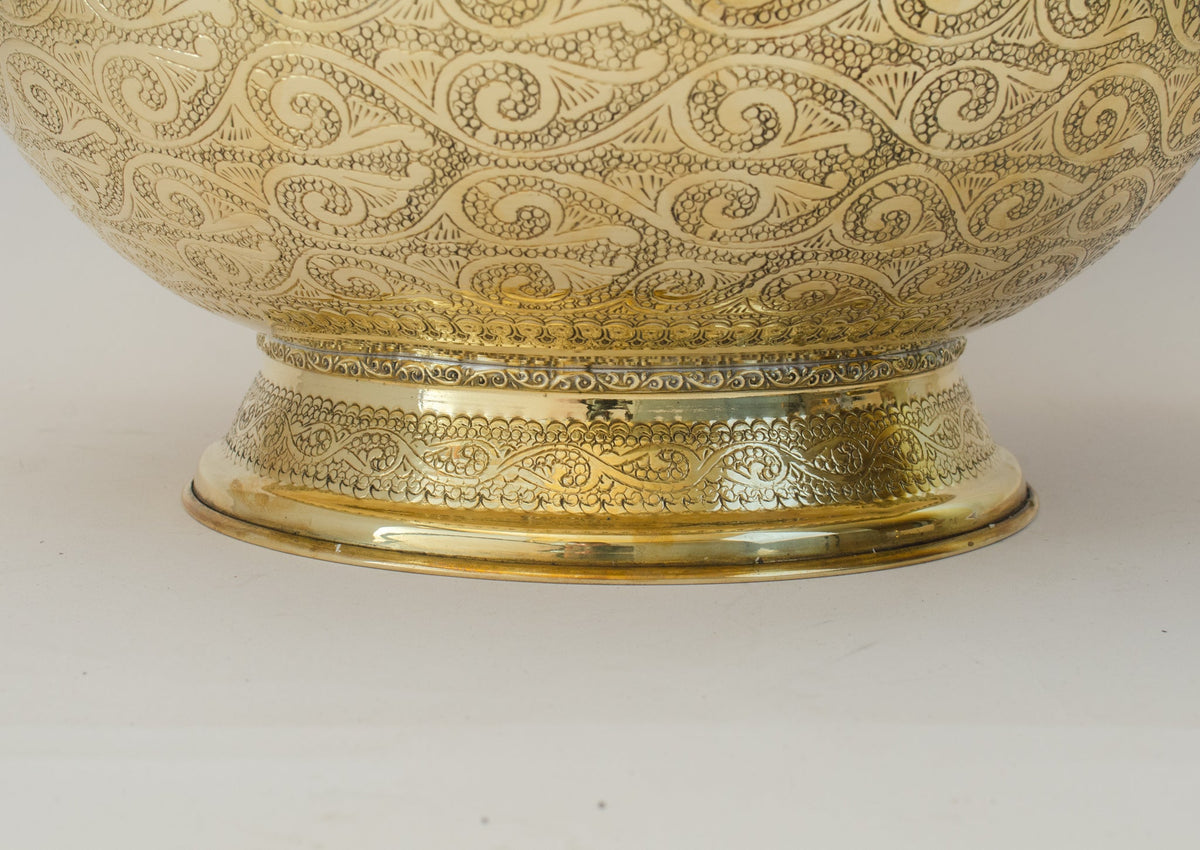 Antique Brass Bowl Vessel Sink Engraved Bathroom Vanity Basin, Gold Vintage Engraved Sink - Insideast