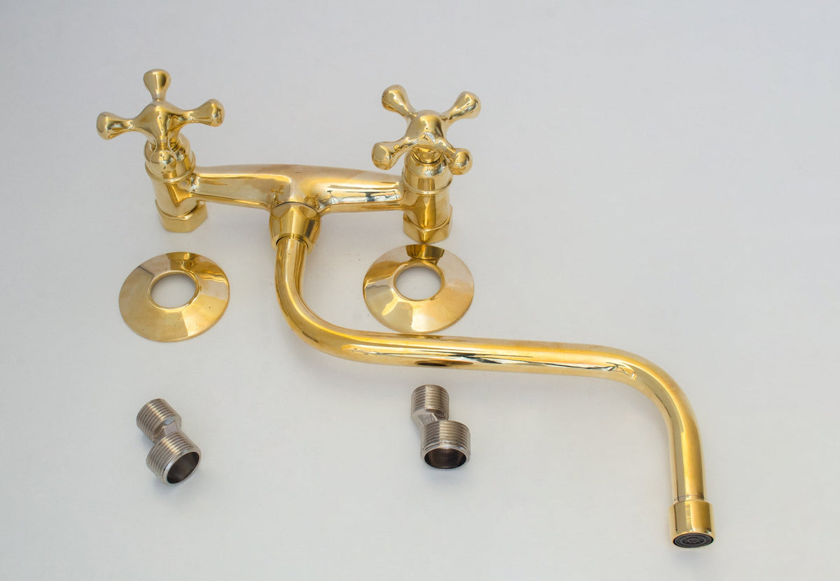 Antique Brass Kitchen Faucet – Wall Kitchen Faucet - Insideast