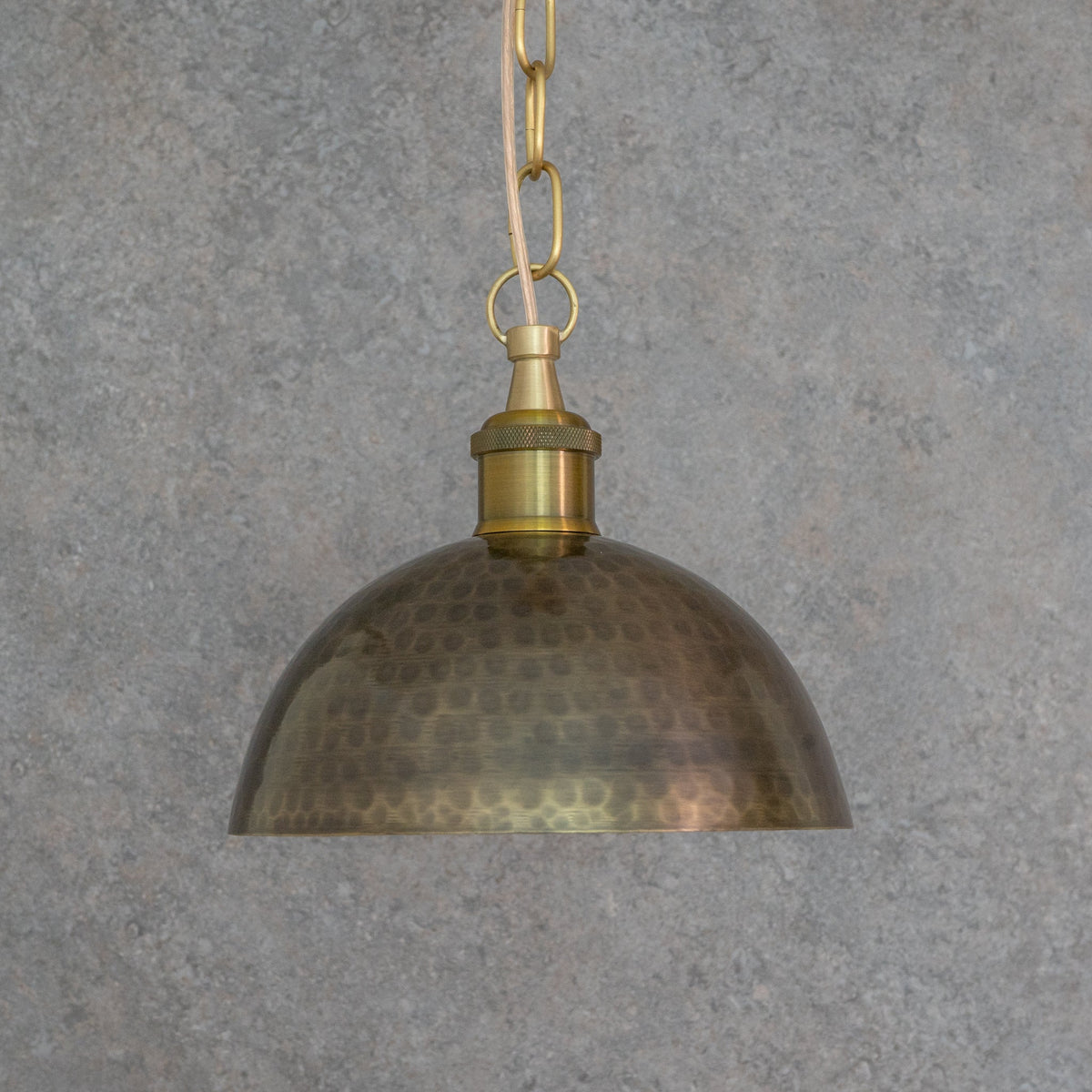 Antique Bronze Hammered Dome Pendant Light - Artisan Patina Finish - Insideast