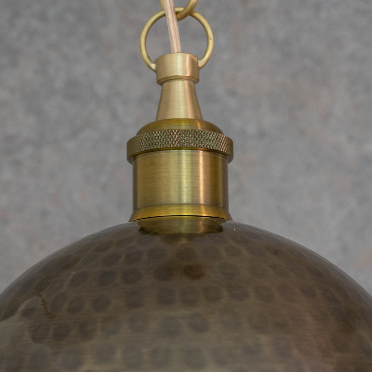 Antique Bronze Hammered Dome Pendant Light - Artisan Patina Finish - Insideast