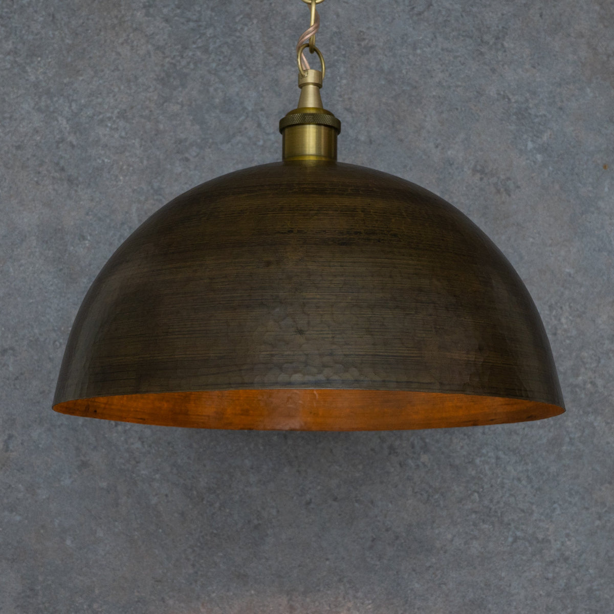 Antique Bronze Soft - Hammered Dome Pendant Light | Dark Oil - Rubbed Finish - Insideast