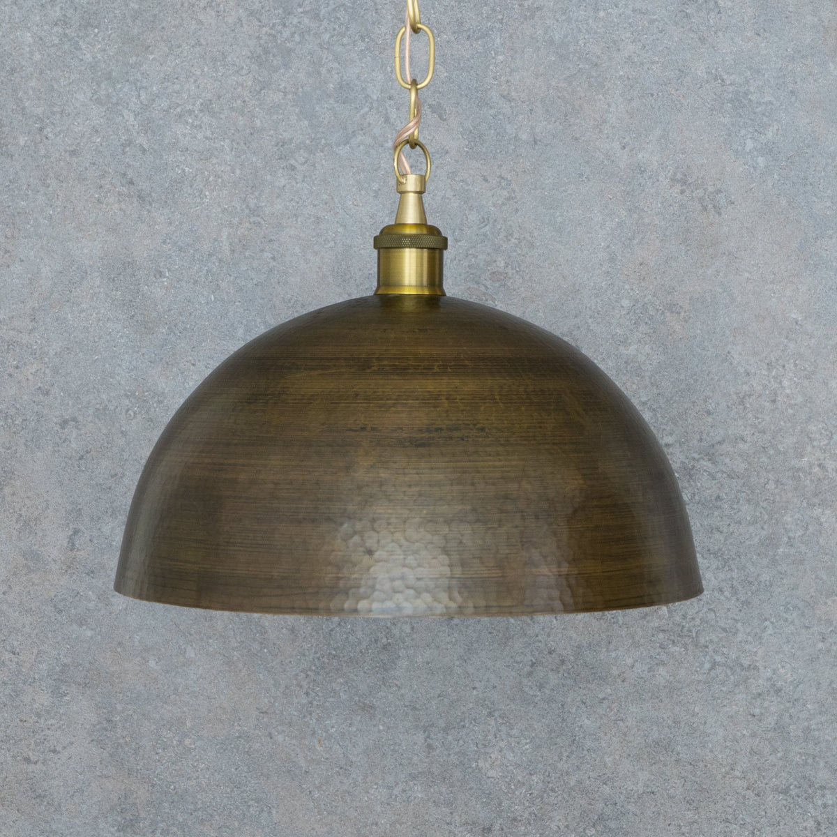 Antique Bronze Soft - Hammered Dome Pendant Light | Dark Oil - Rubbed Finish - Insideast