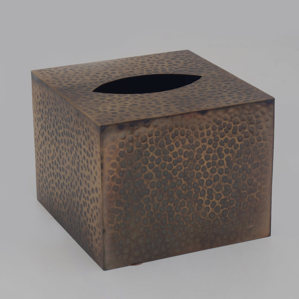 Antique Hammered Brass Cube Tissue Box Cover - Insideast