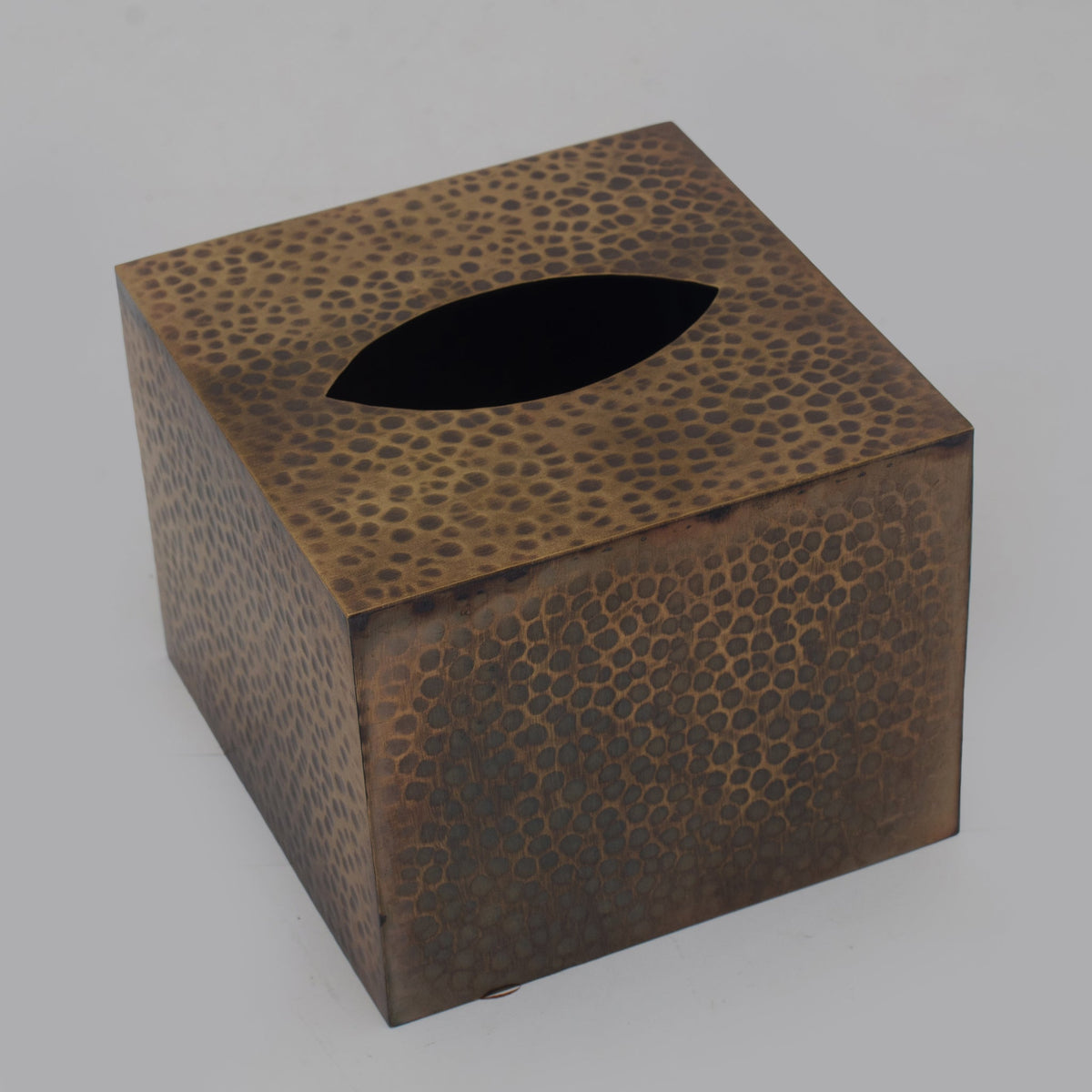 Antique Hammered Brass Cube Tissue Box Cover - Insideast