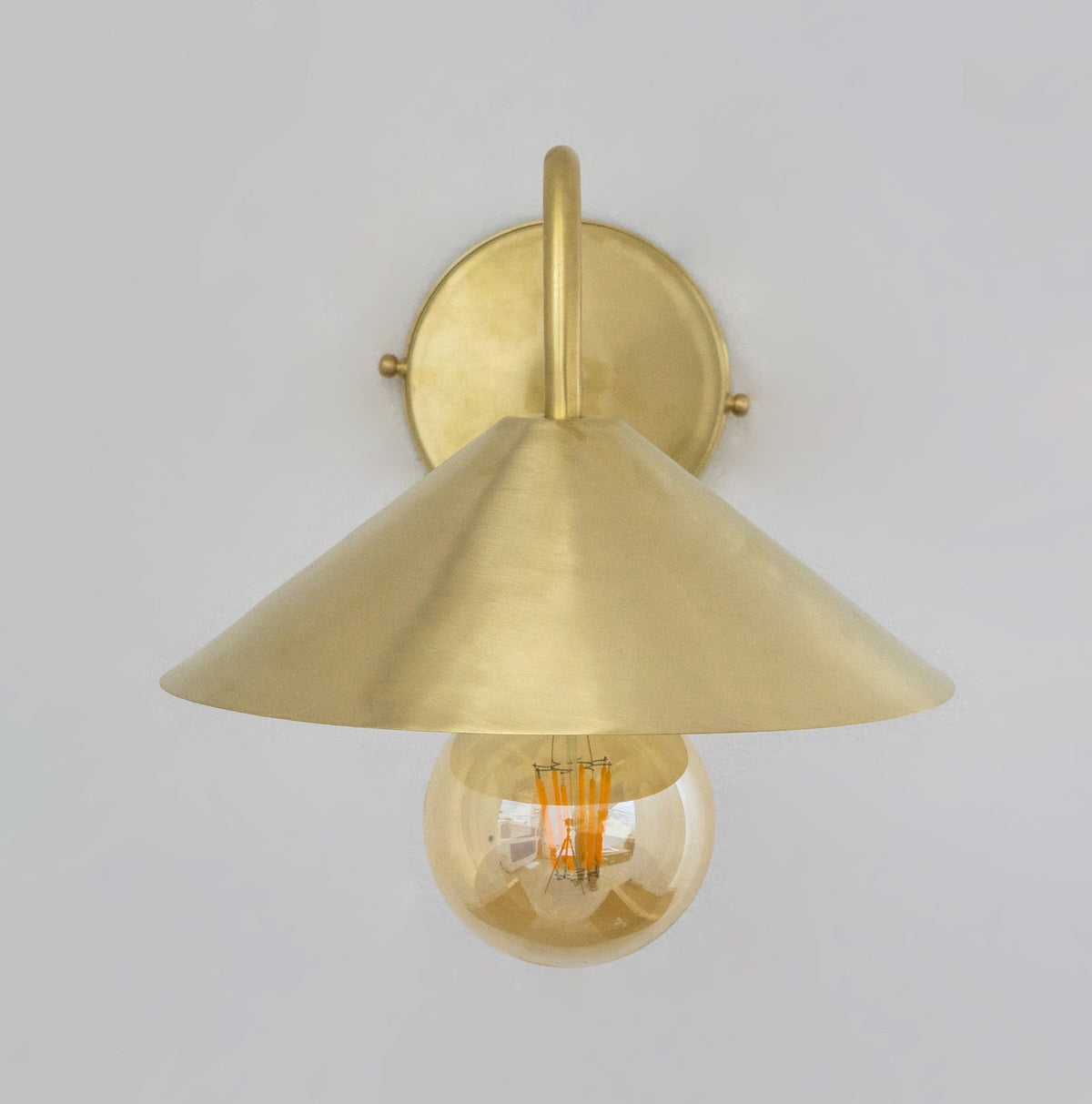 Brass Gooseneck Sconce Light | Cone Shade Wall Lamp - Insideast