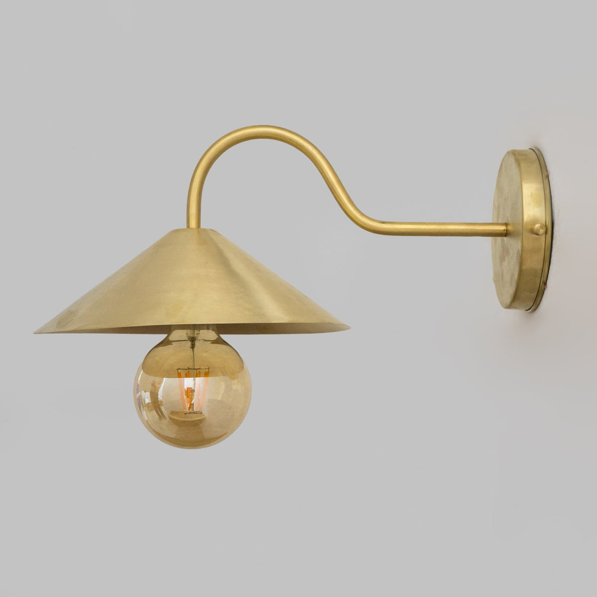 Brass Gooseneck Sconce Light | Cone Shade Wall Lamp - Insideast