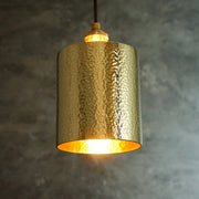 Brass Pendant Light, Hammered Brass Cylindric Pendant Light, Ceiling Light - Insideast