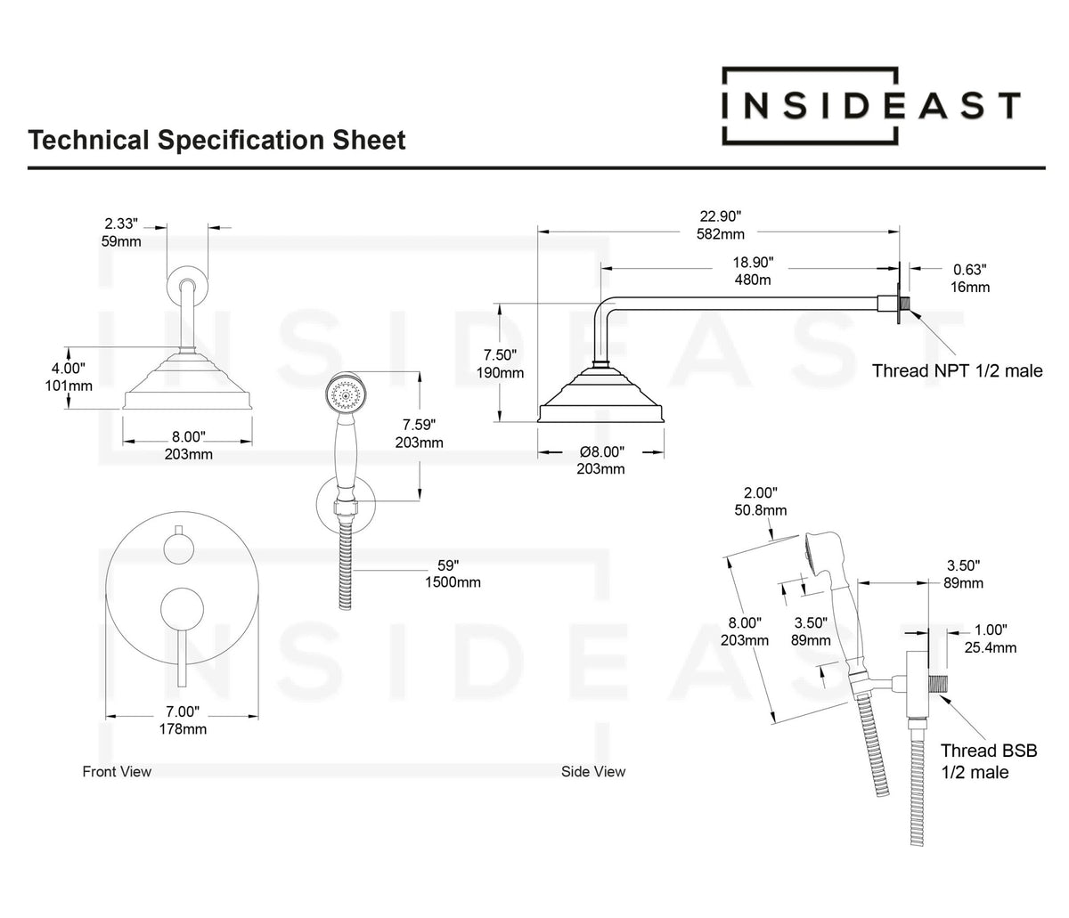 Brass Shower Fixtures – Brass Shower System - Insideast